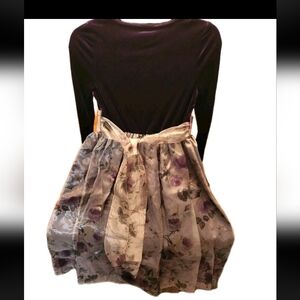 Girl's Holiday Dress Purple Velvet Bodice Floral Chiffon Skirt Rare Editions 14